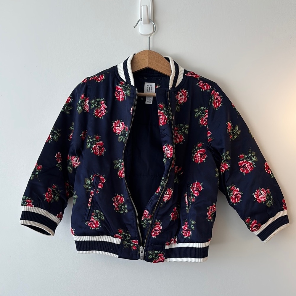 Floral Kids Jacket - Black with Pink Accents - Picture 3 of 3